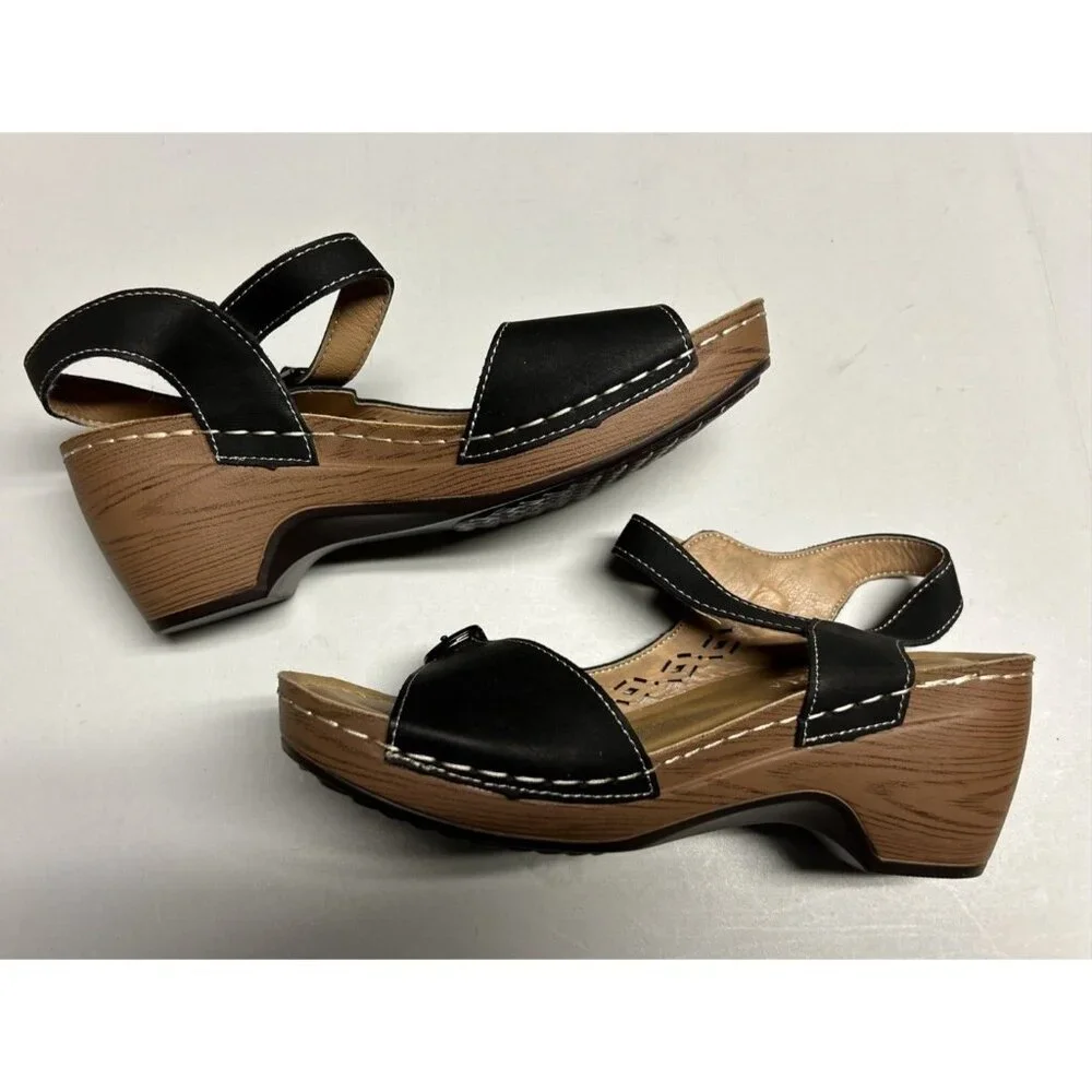 Patrizia By Spring Step Women’s Black Shantay Sandals Cut Out Design 36 5.5 6 - Picture 2 of 8